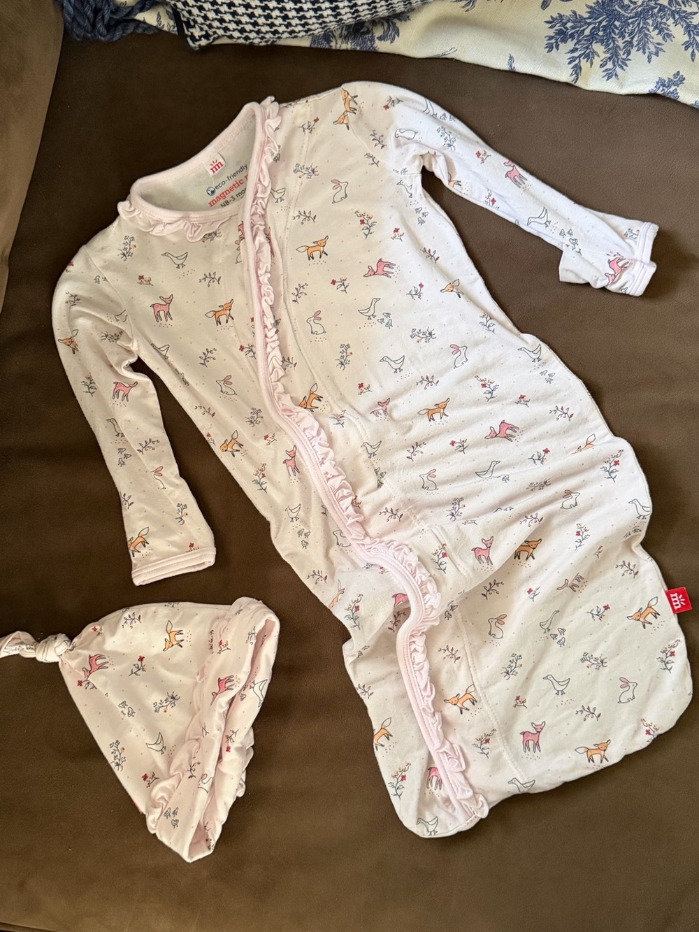 Magnetic Me Baby Girls Pink Woodland Sleep Gown with Hat